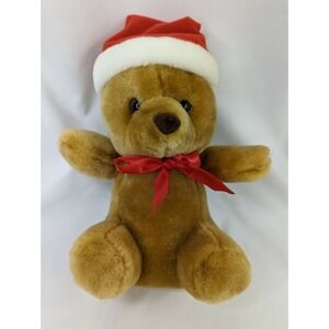 Sasco Brown Bear Plush 9 Inch Santa Hat Stuffed Animal Toy